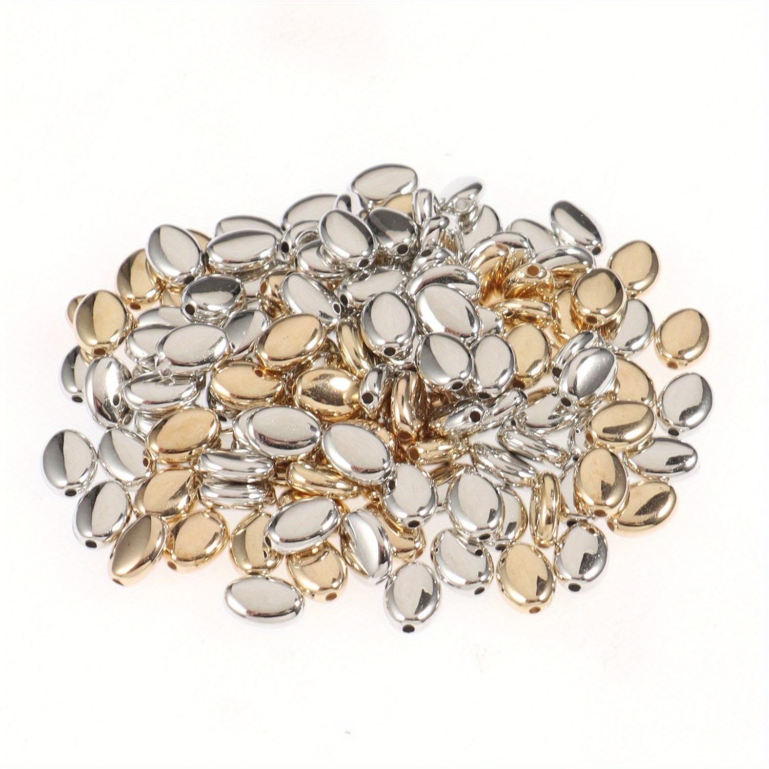 Aogue 120pcs Round Metal Beads, Decorative Spacer Loose Beads For Making, Necklace Bracelet Craft Supplies