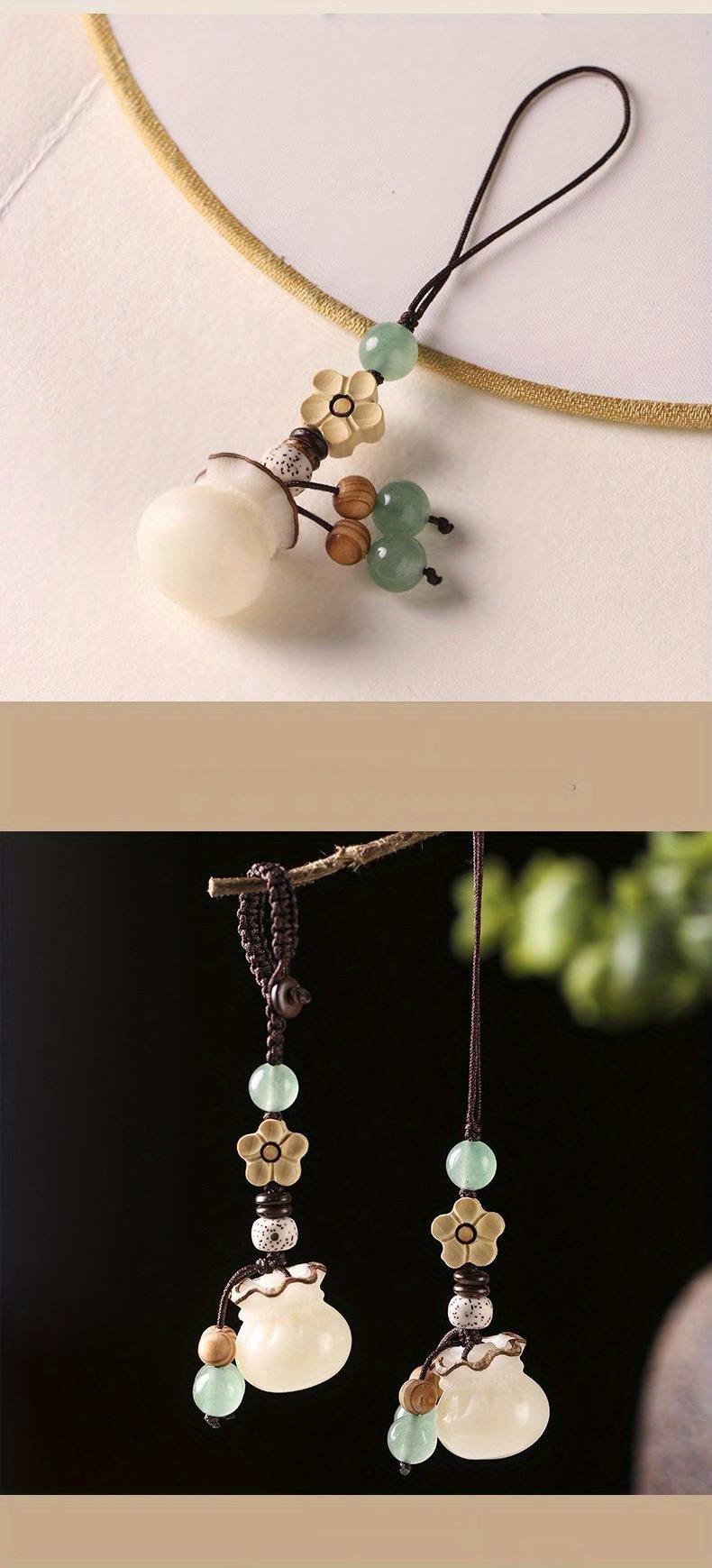 1pc Lucky Bag Keychain Phone Chain Natural White Bodhi Root Blessing