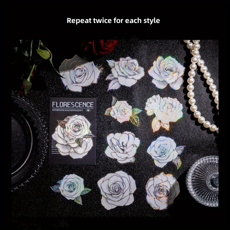 20pcs Pack Night Rose Decorative Stickers for Scrapbooking Diary Planner