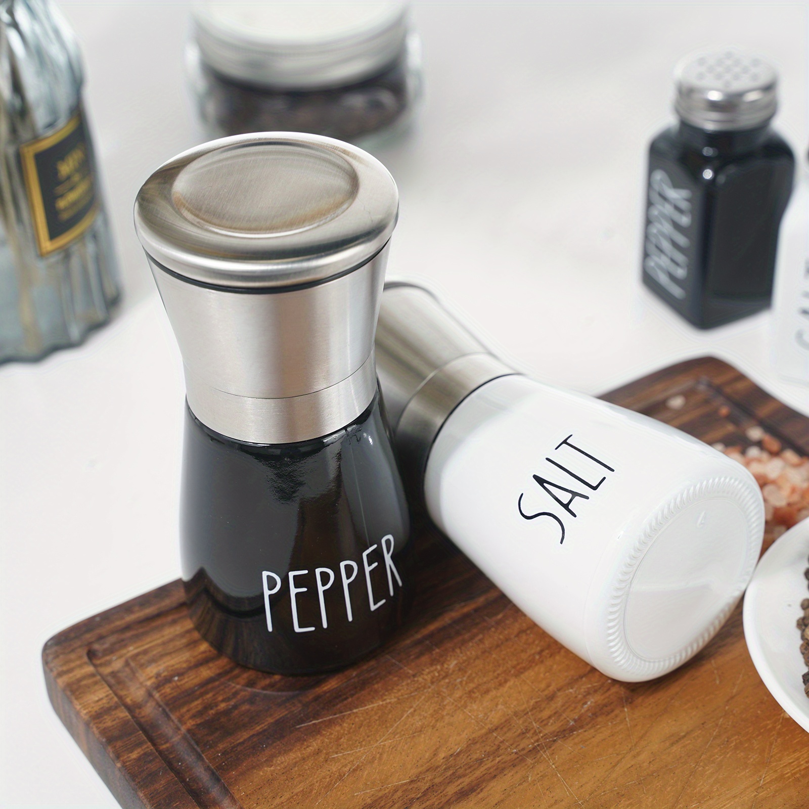 Salt And Pepper Grinder Set Adjustable Sea Salt Grinder - Temu