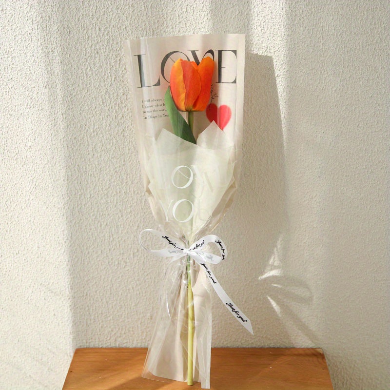 5pcs, Día De La Madre Carta Flor Tote Bag, Arreglo Floral Papel