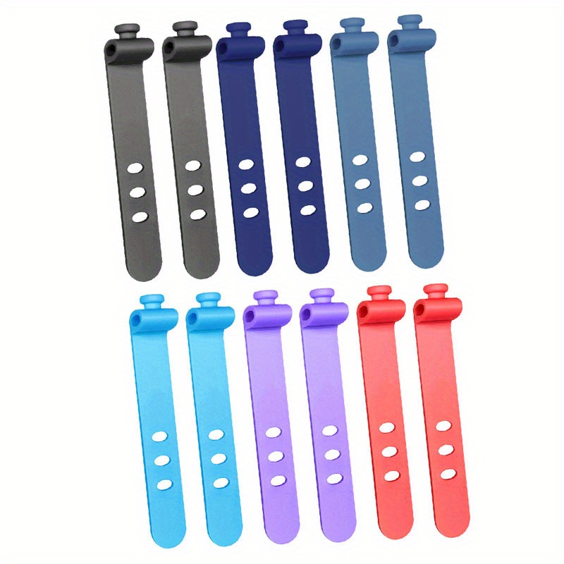 12pcs Silicone Tie, Data Cable Storage Earphone Cable Organizer, Winder Anti-lost Fastener, Data Cable Bundle Strap