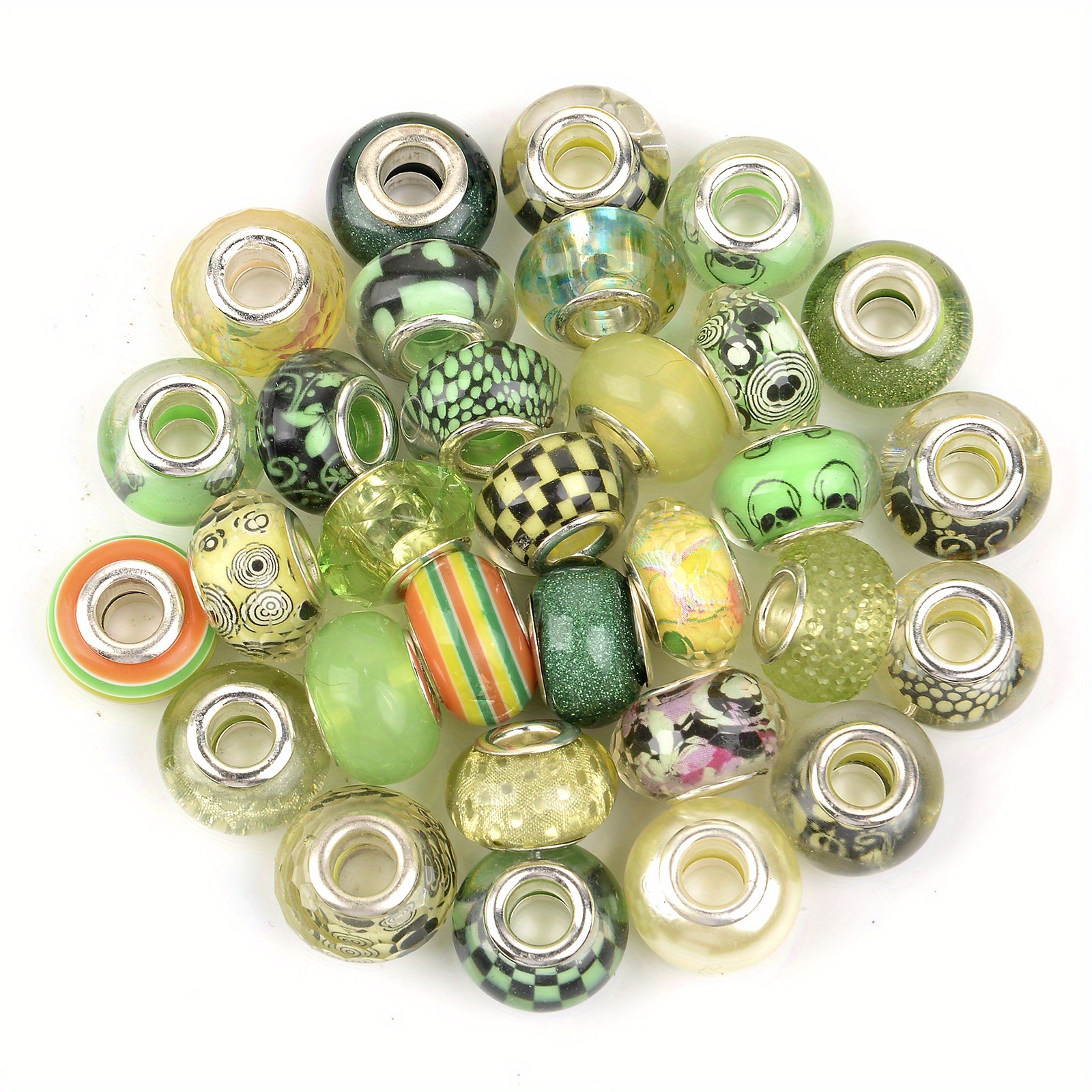 Round Resin Beads Loose Spacer Charm Beads Big Hole Jewelry - Temu