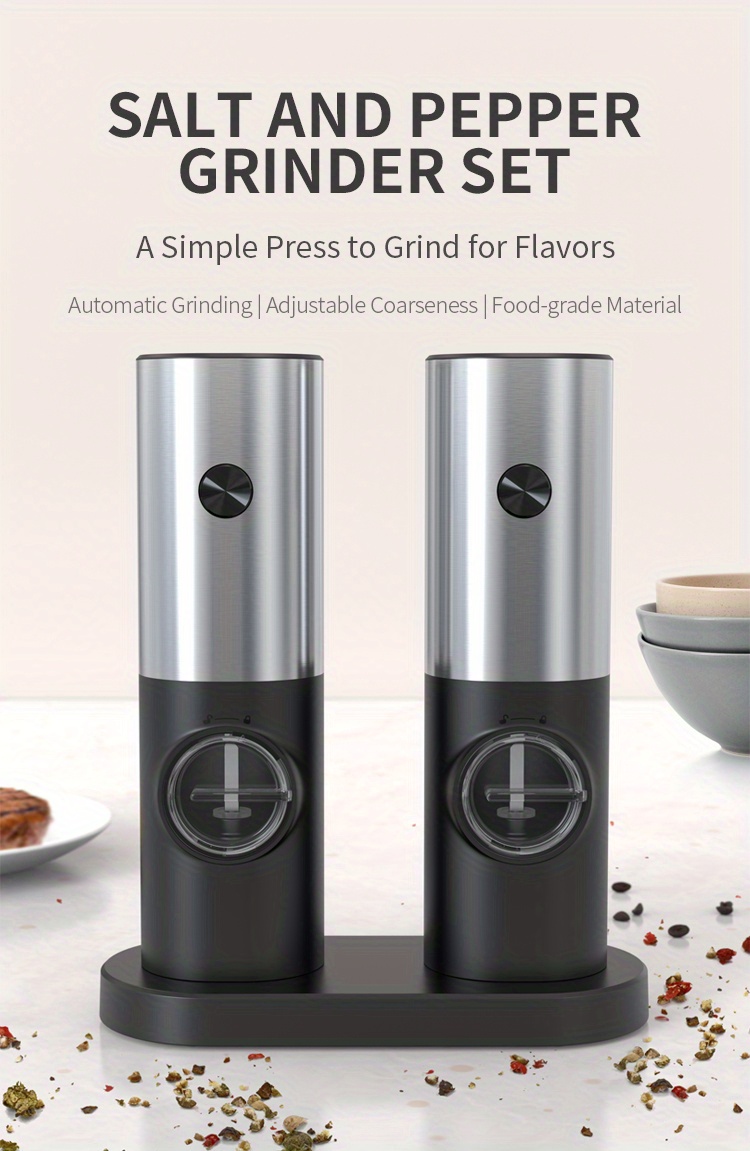 Electric Salt and Pepper Grinder Set with Stand