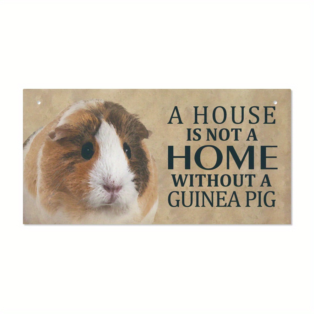 Image of 1pc Guinea Pig Wooden Sign, A House Is No Home, Without A Guinea Pig Wood Plaque Outdoor Funny Decor For Garden Porch Patio, 3.9 X 7.8 Inches