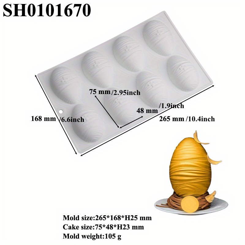  Greatstar 3D Easter Egg Mold 8 Pack Silicone Egg