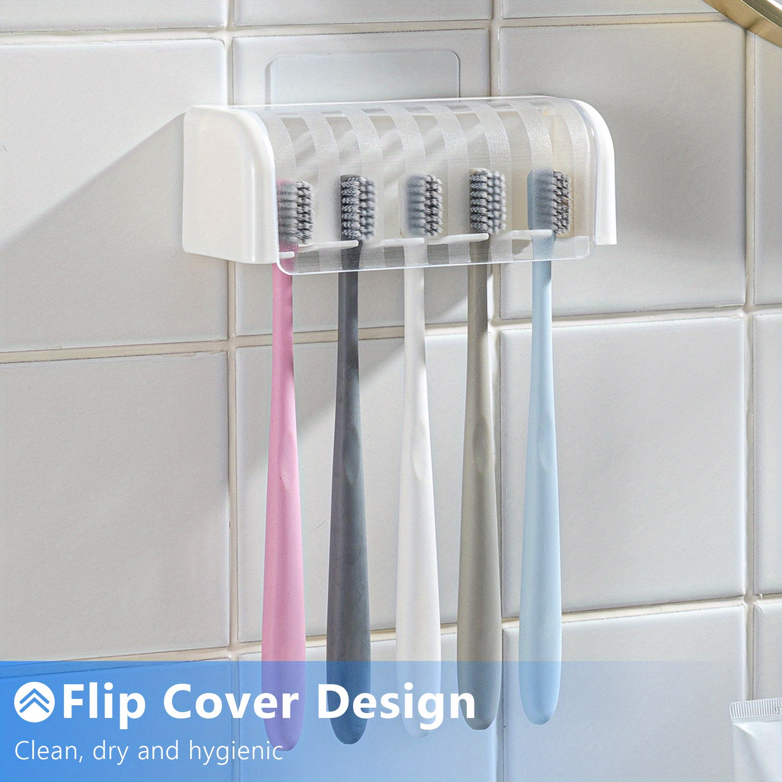 5slot Wallmounted Toothbrush Holder With Lid A Simple And Stylish