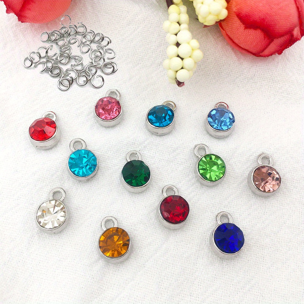 Crystal Birthstone Pendants With Open Jump Ring
