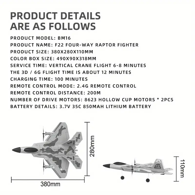 four channel f22 professional stunt remote control aircraft fixed wing raptor fighter indoor crane foam fixed wing youth model uav details 16