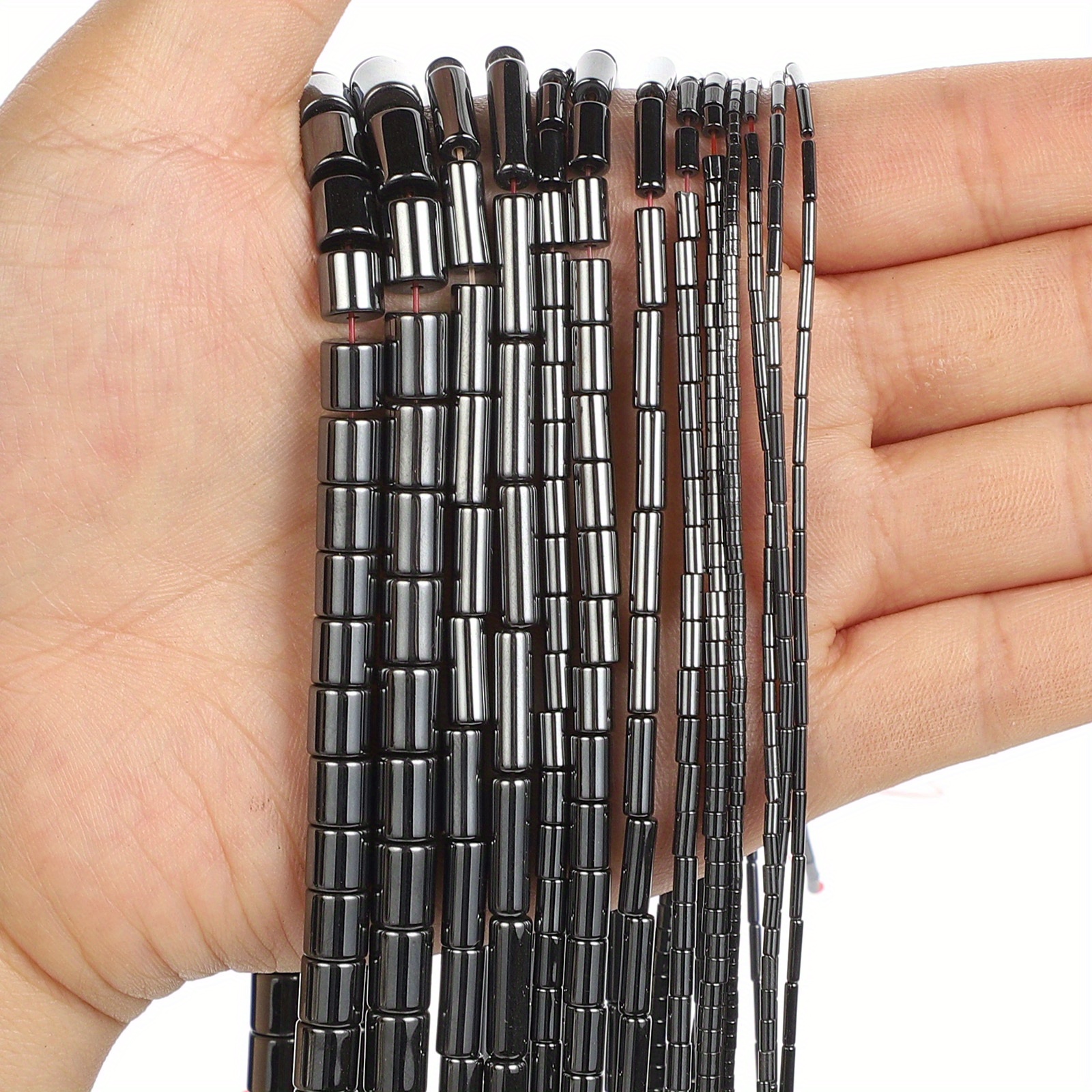 Cylinder Black Hematite Beads Square Natural Stone Beads Round Loose Beads For Jewelry Making Diy Bracelet Accessories 3-8mm