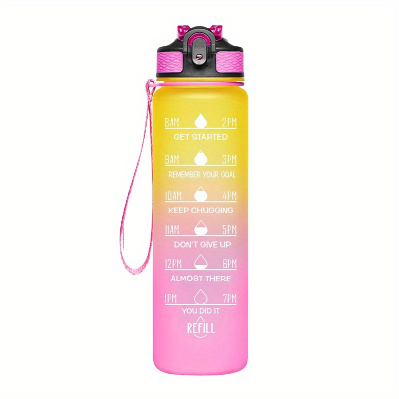 Botella de agua con marcador de tiempo, vaso deportivo grande de 2L con  pajita y marcas de tiempo, botella de agua motivacional grande - AliExpress