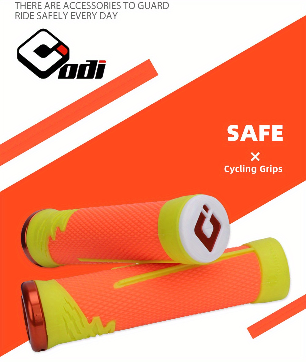 ODI MTB Bike Silicone Grips Comfortable Lockable Handle Grip CNC aluminum  lock ring Anti-Slip two-tone Handlebar Grip Bike Parts