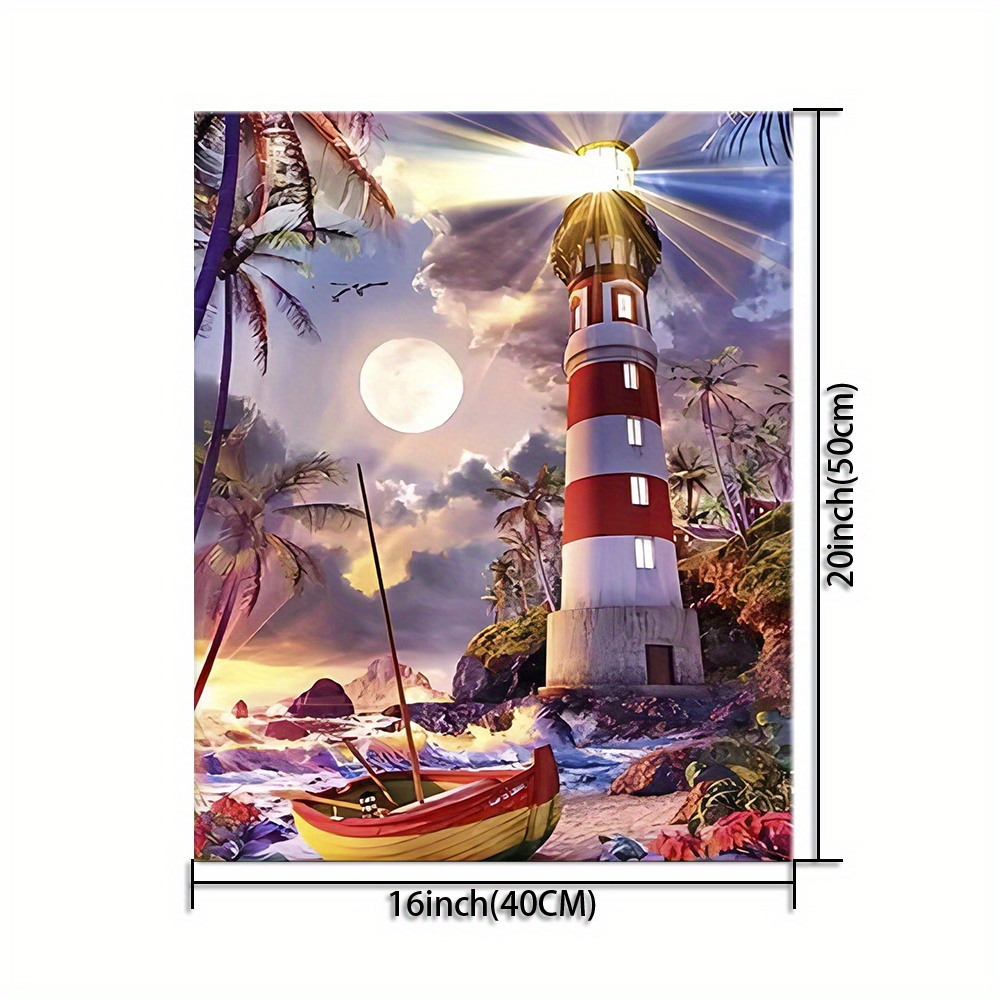 Diy Acrylic Painting Kit Lighthouse Oil Painting By Numbers - Temu