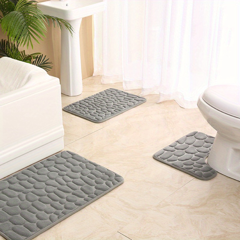 Bath Mat Set 2 Pieces Comfortable Carpet For Shower Room Embossed