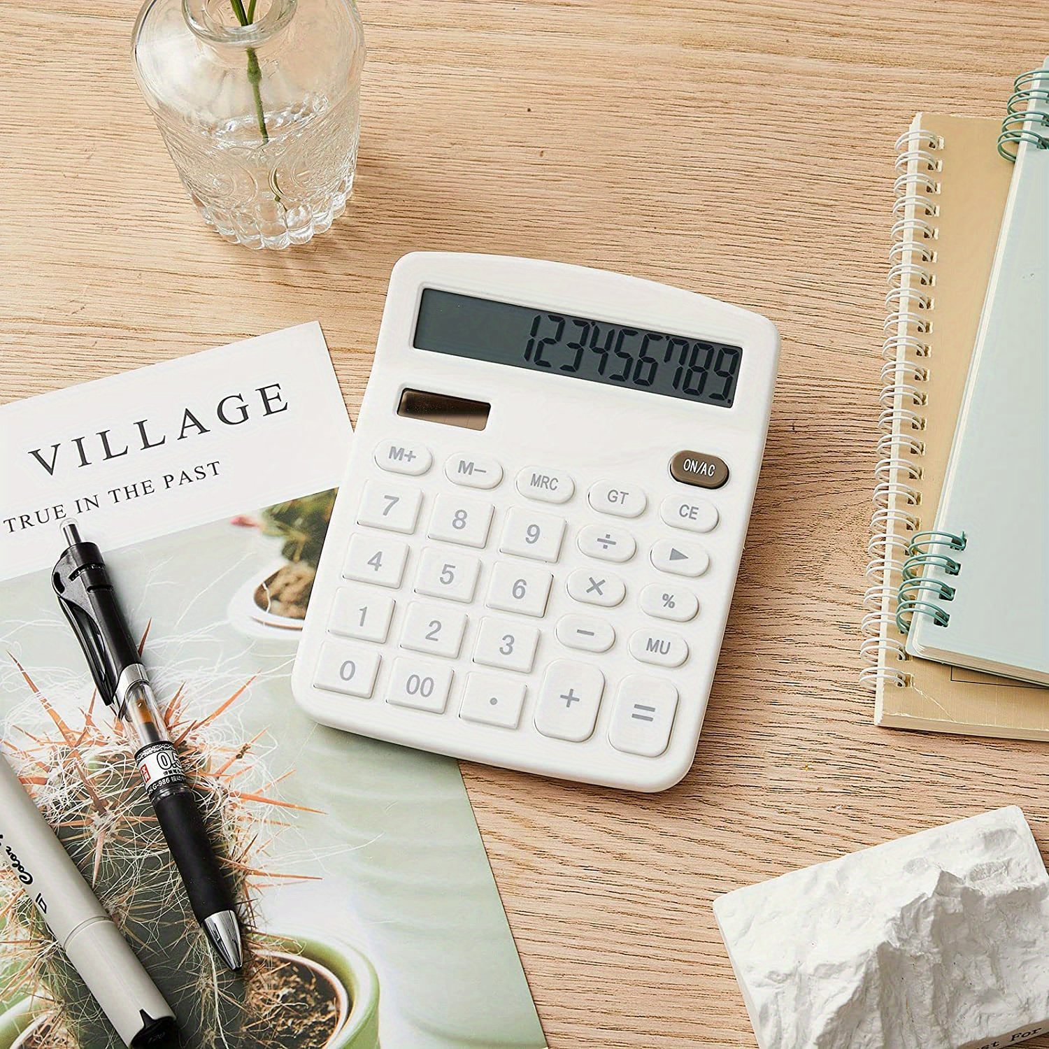 Desk Calculator Cute Calculator 12 Digits Battery Dual Calculator With