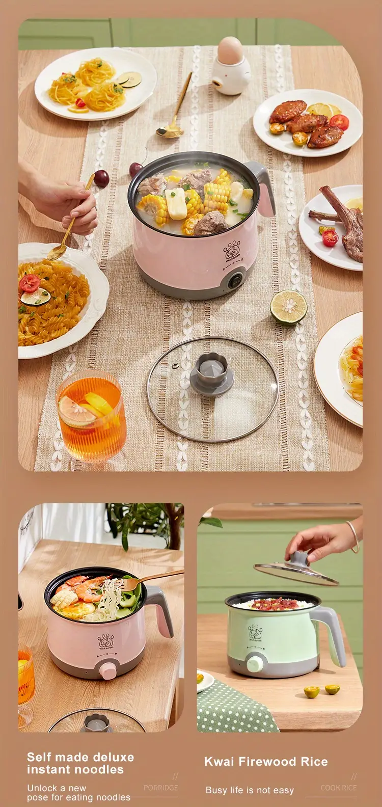 1pc 6 9inch electric cooker small mini multi function household electric ramen cooker hot pot easy to clean 1 8l details 9