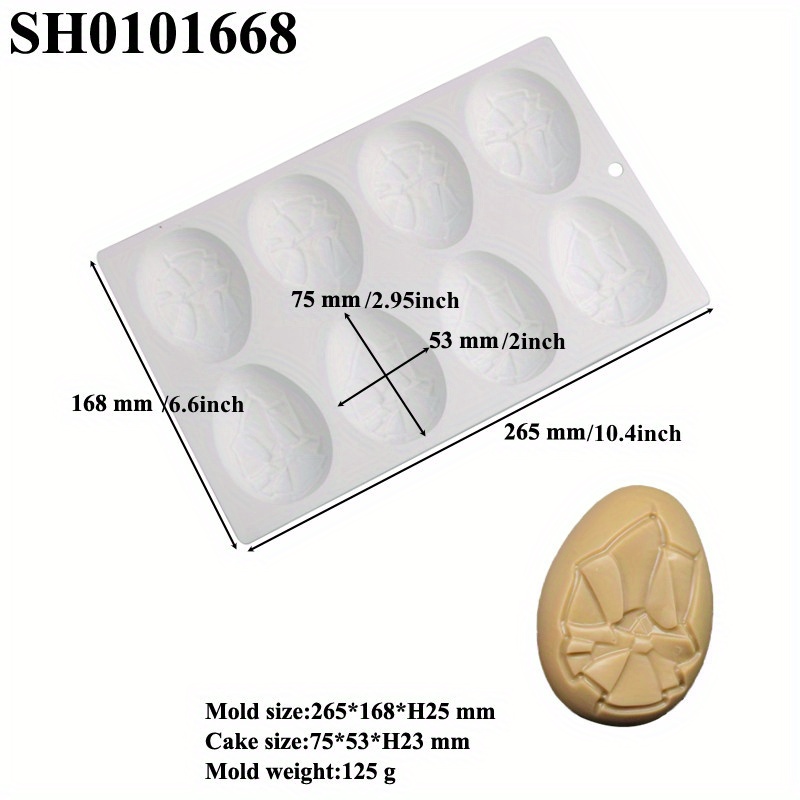 Silicone Baking Mold-Egg Shape 8 Cavity - Mia Cake House