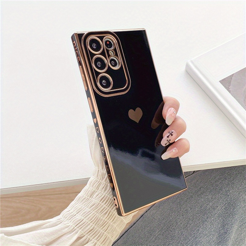 luxury electroplated heart shaped silicone phone case for galaxy s22 ultra s22 plus s22 s21 a23 a52 a53 a13 a14 a54 a34 shockproof soft cover details 2