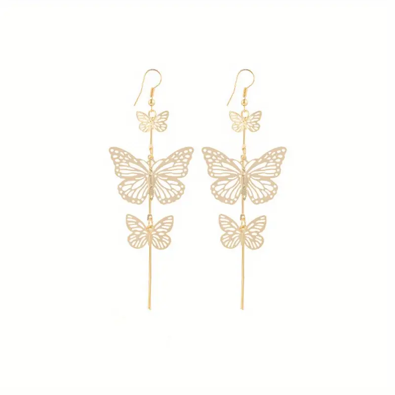Elegant Butterfly Tassel Earrings - Silver
