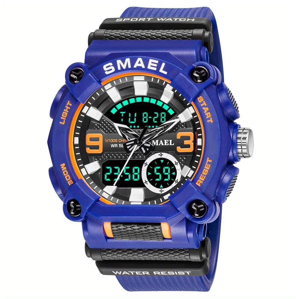 SMAEL-relojes deportivos Reloj Blanco para hombre, pulsera multifunción,  resistente al agua, Digital, militar, para exteriores