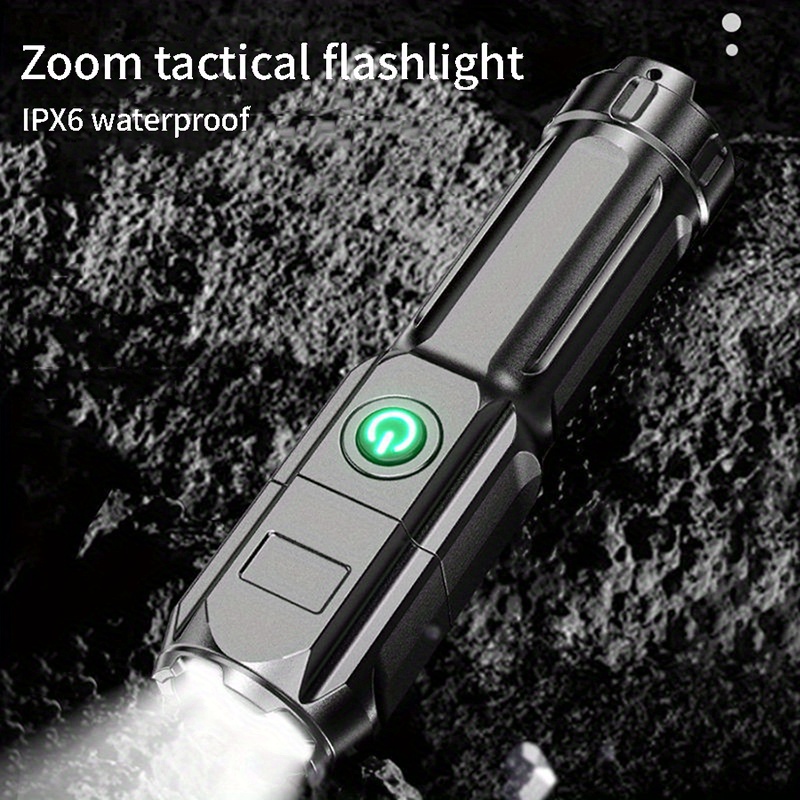 1pc 2pcs Rechargeable Led Tactical Flashlight Waterproof Zoomable