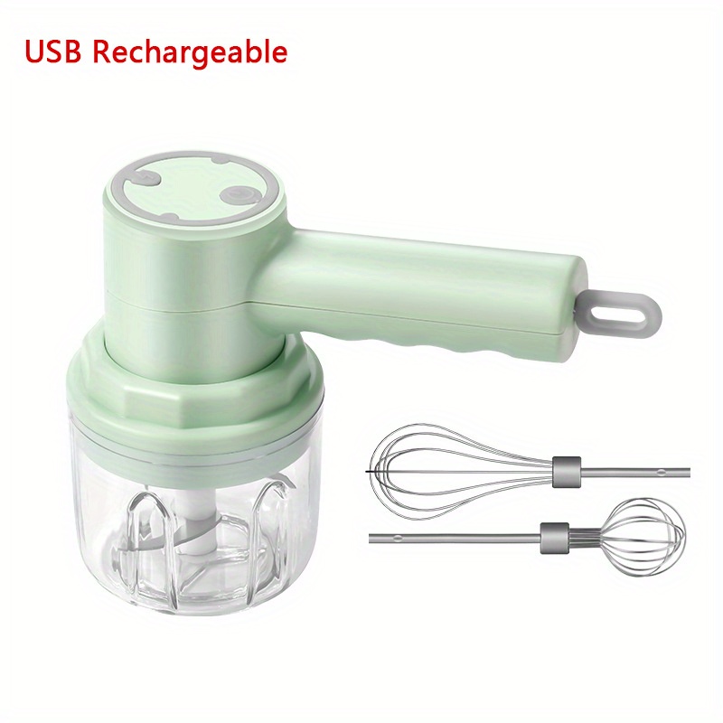 Electric Small Hand Mixer USB Rechargeable Hand Whisk One-Button