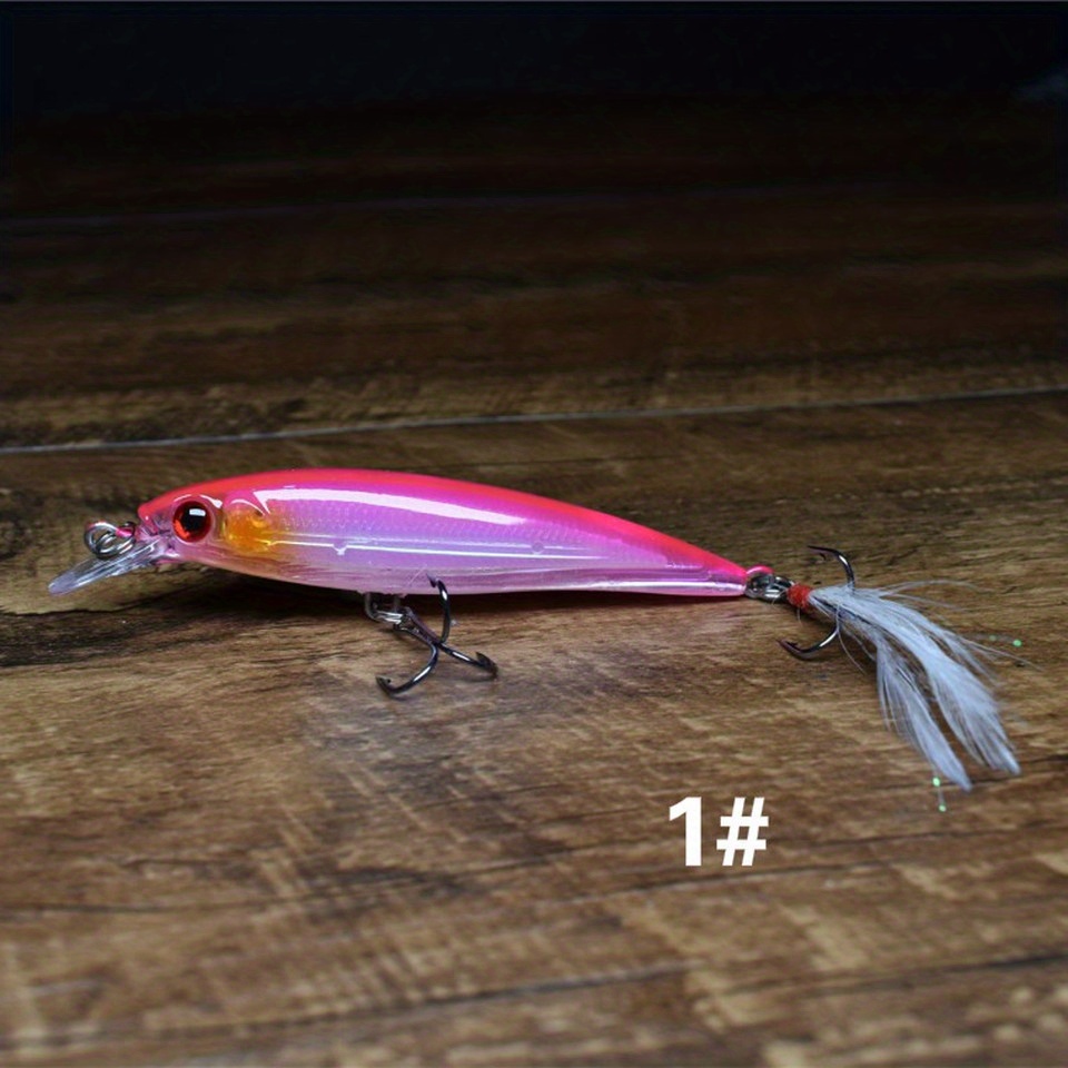 3d Bionic Minnow Fishing Lure Laser Eyes Feather Treble Hook - Temu