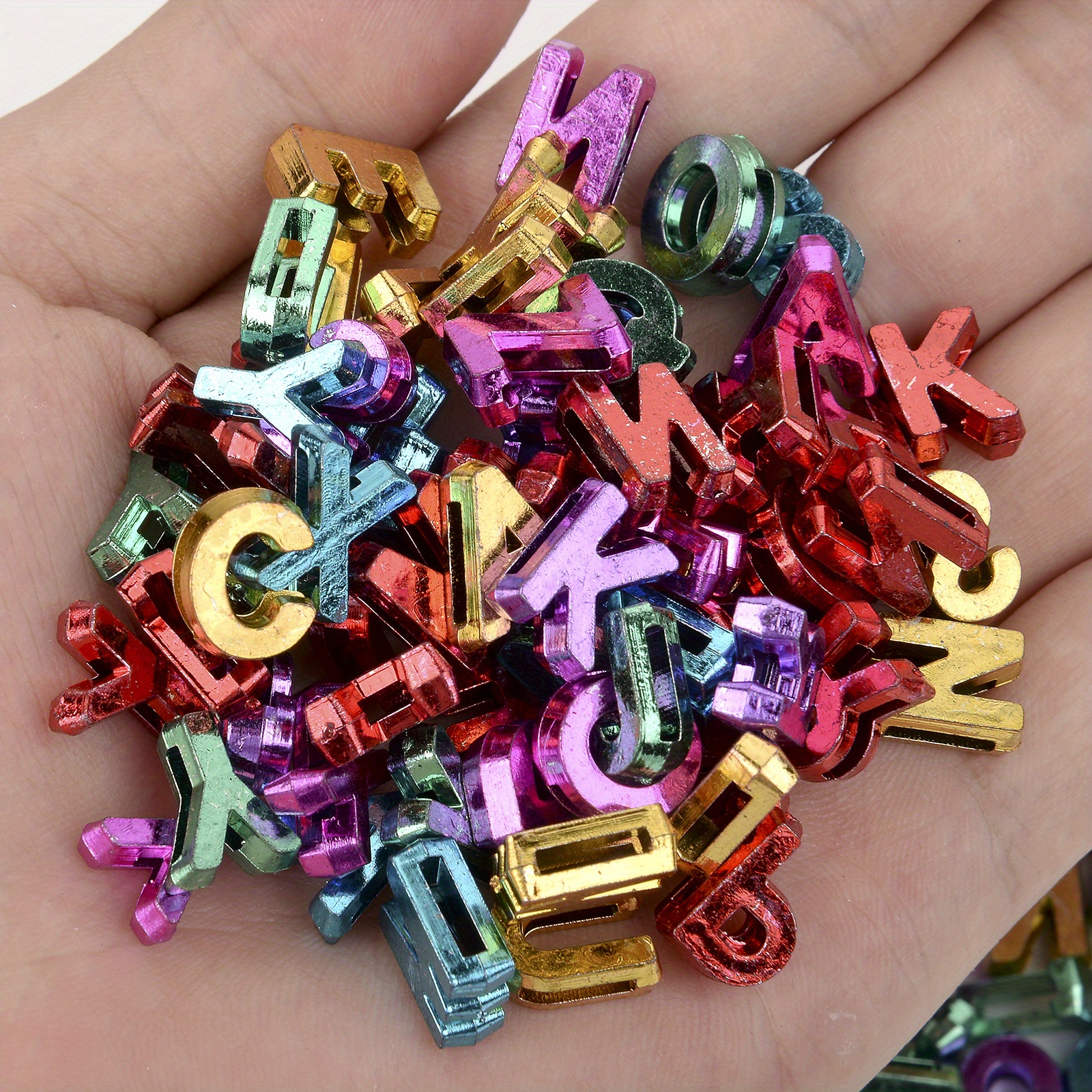 50pcs 5x10mm Mixed Acrylic Letter Beads Charms Loose Spacer Alphabet Beads  For Jewelry Making Diy Bracelet