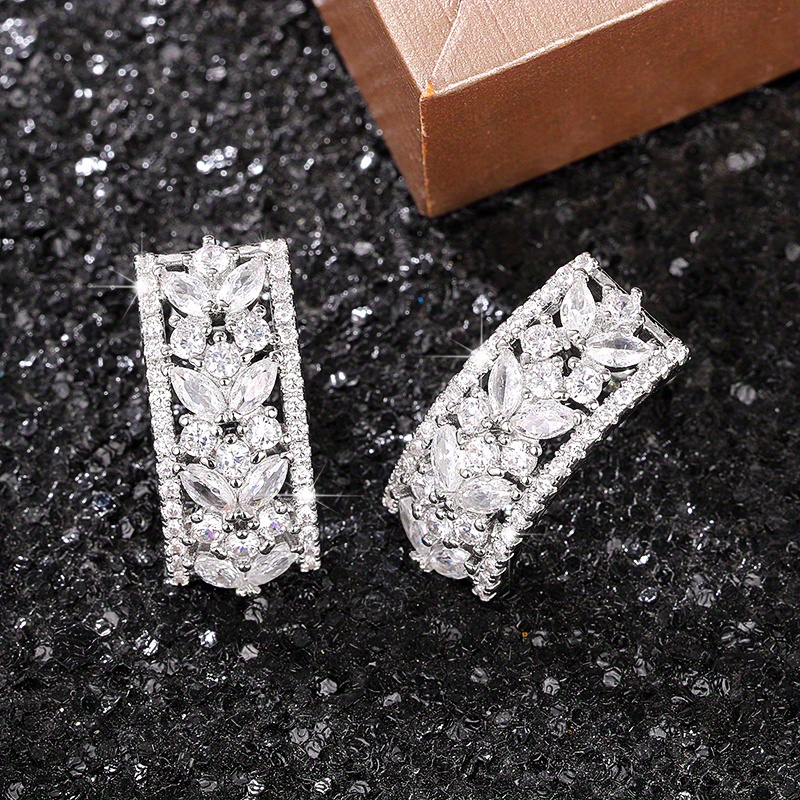 TEMU Bohemian Zirconia Drop Earrings For Women Romantic Engagement Wedding Party Jewelry Anniversary Gift