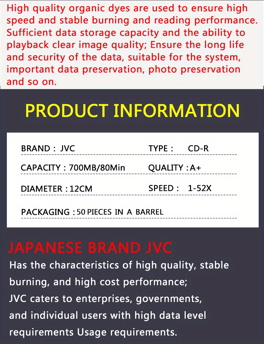 Jvc/javier Genuine Cd Burning Cd Cd Cd r Car Blank Music - Temu