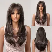 Long Straight Butterfly Haircut Wig With Bangs - Temu