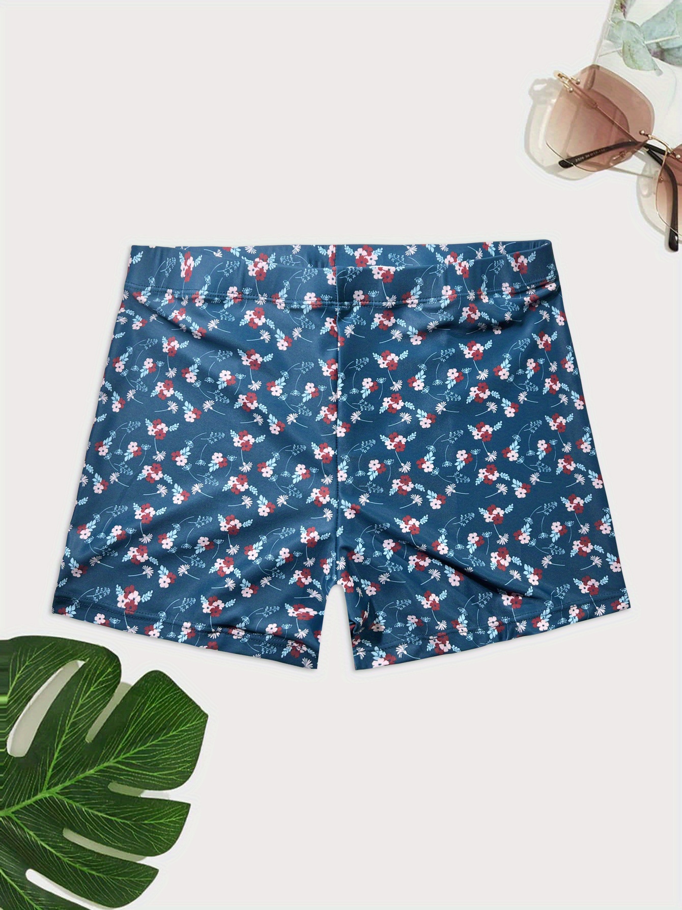 Men's Leaves Print Swimming Trunks Quick Drying Comfort Temu