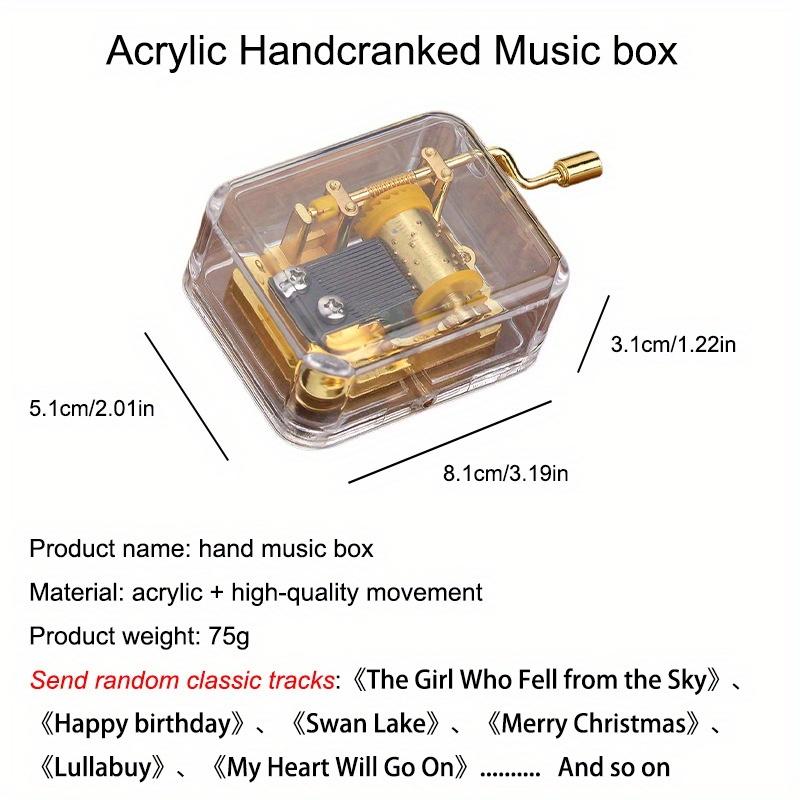 Hand cranked Acrylic Transparent Music Box Children's Hand - Temu