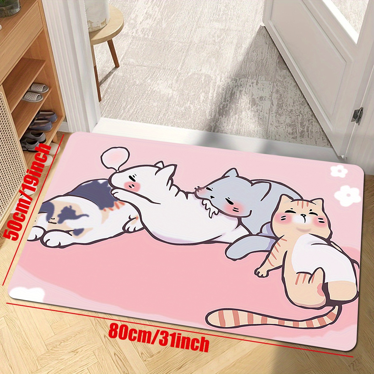 Angel Cat Floor Mat Rug Doormat Kawaii Pink Aesthetic Cute Kitten