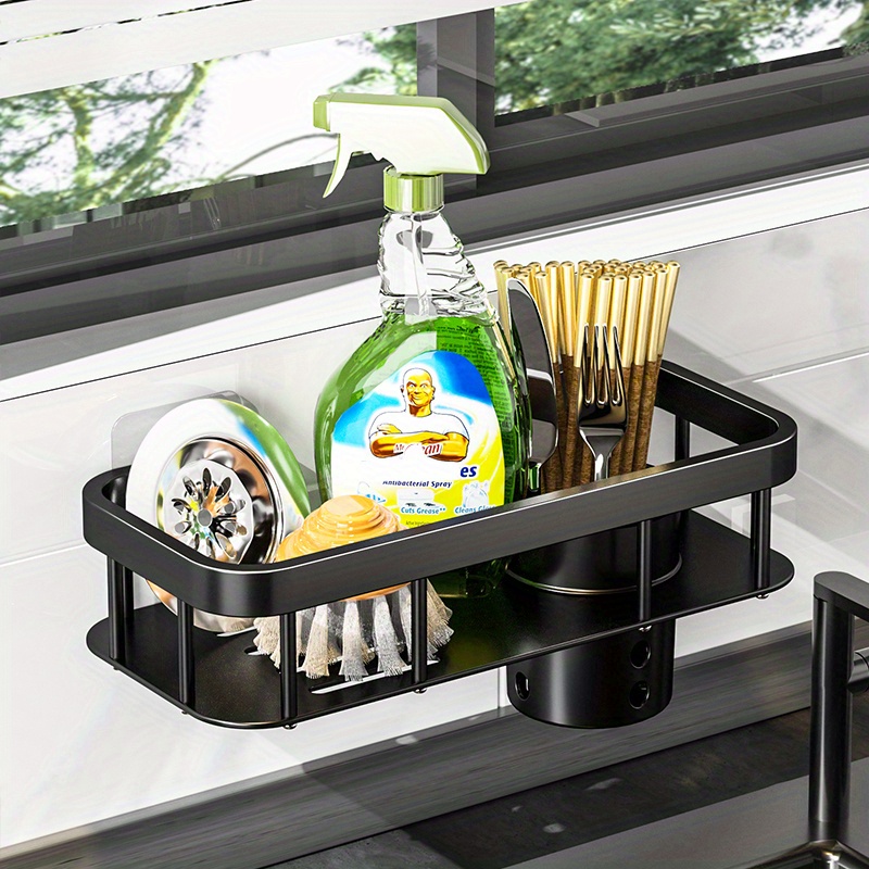 ODesign Adhesive Shower Caddy Basket Shelf with Hooks for Shampoo