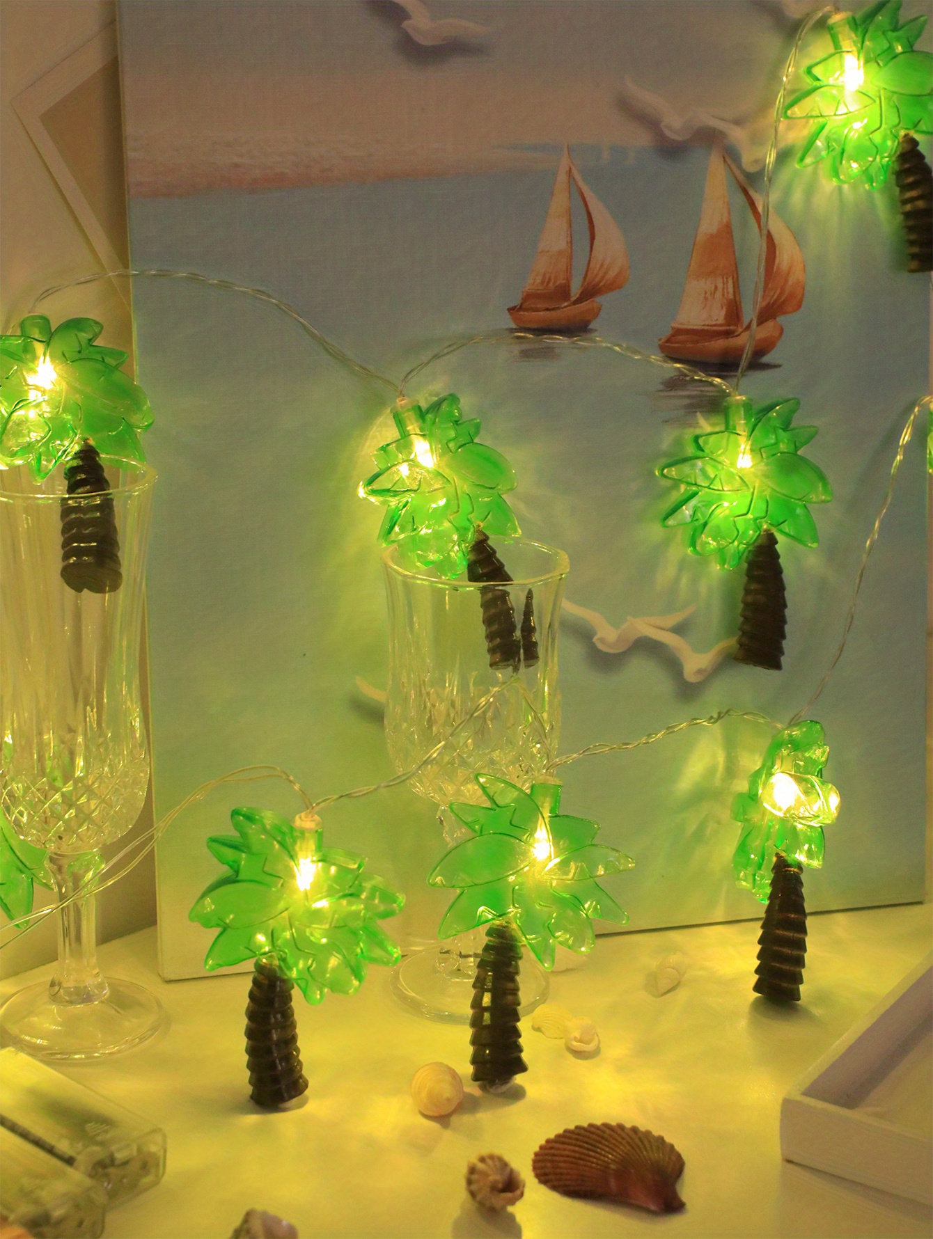 Palm Tree String Lights 10 Led Palm Tree Lights Summer Temu