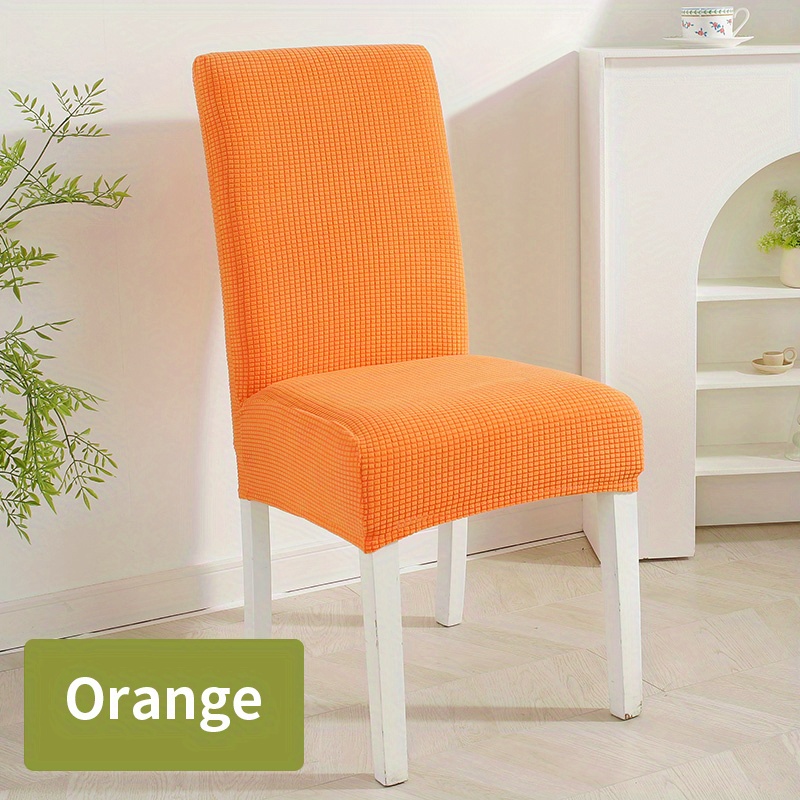 Stretch Chair Cover with Elastic Band Solid Jacquard Grid Pattern