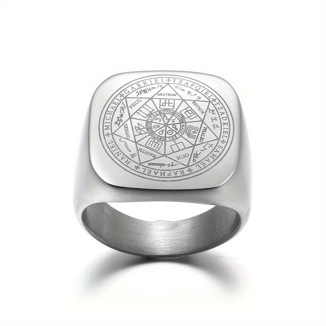 Angels Amulet Rings For Men Stainless Steel Amulet Religious Ring Jewelry