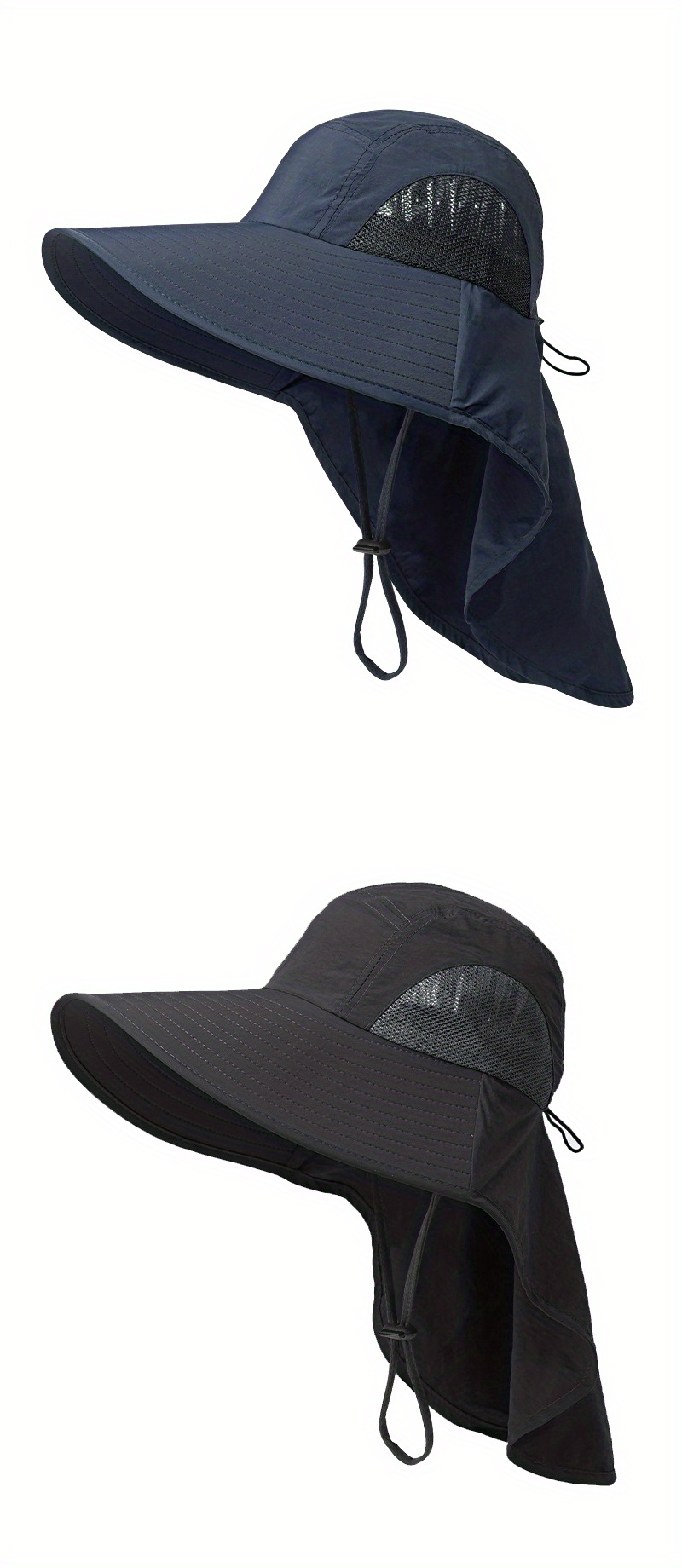 LeKY Fishing Hat Folding Sun Protection Black Drawstring Wide Brim Unisex Fishing  Straw Cap for Outdoor Black 