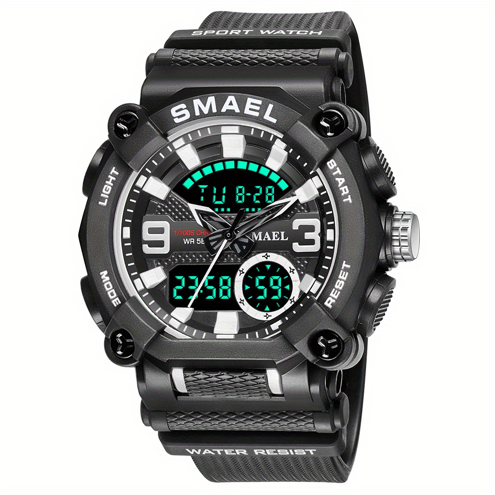 SMAEL-relojes deportivos Reloj Blanco para hombre, pulsera multifunción,  resistente al agua, Digital, militar, para exteriores