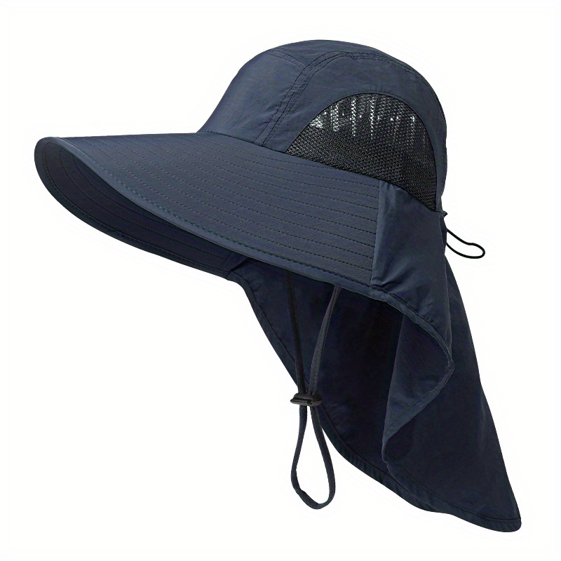 Summer Beach Neck Sunscreen Hat Mens Sun Protection Wide Brim Fishing Hat  Breathable Adjustable Solid For Outdoor Fishing Hiking Camping Summer  Holiday Ideal Choice For Gifts, Check Out Today's Deals Now
