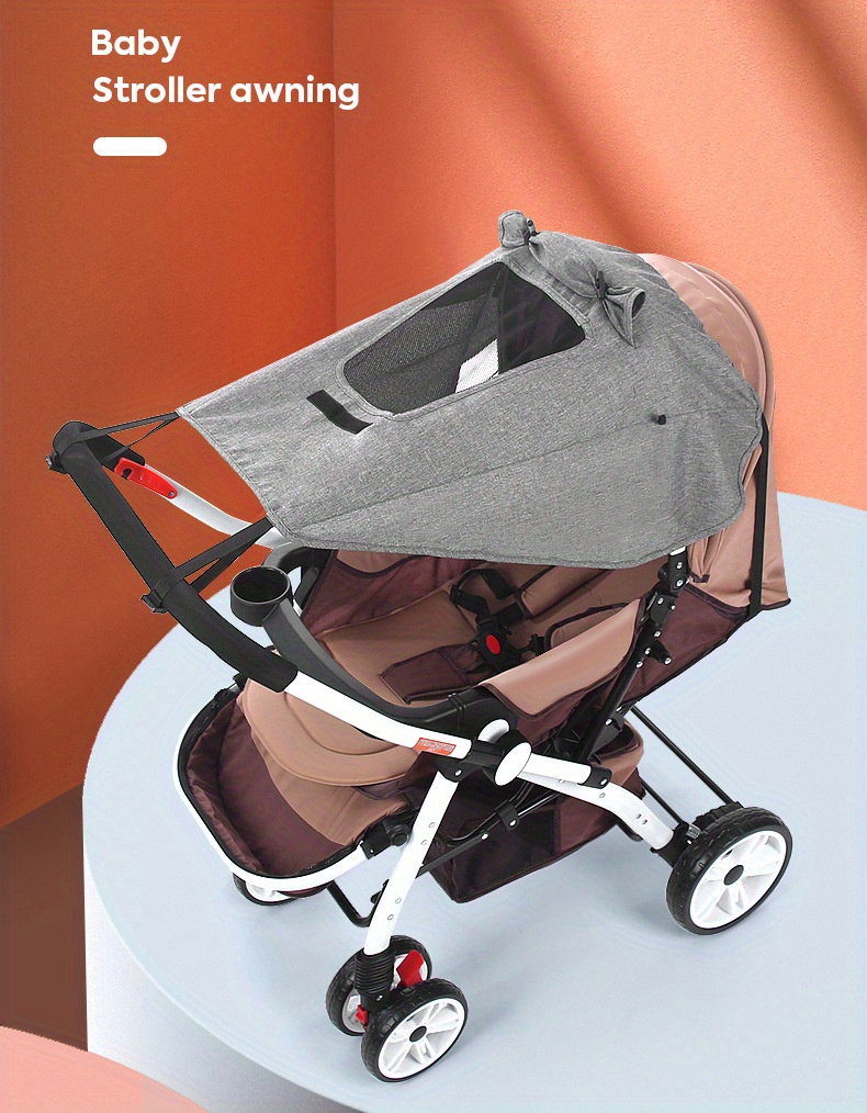 uv protective stroller sunshade with viewing window waterproof   polyester details 0