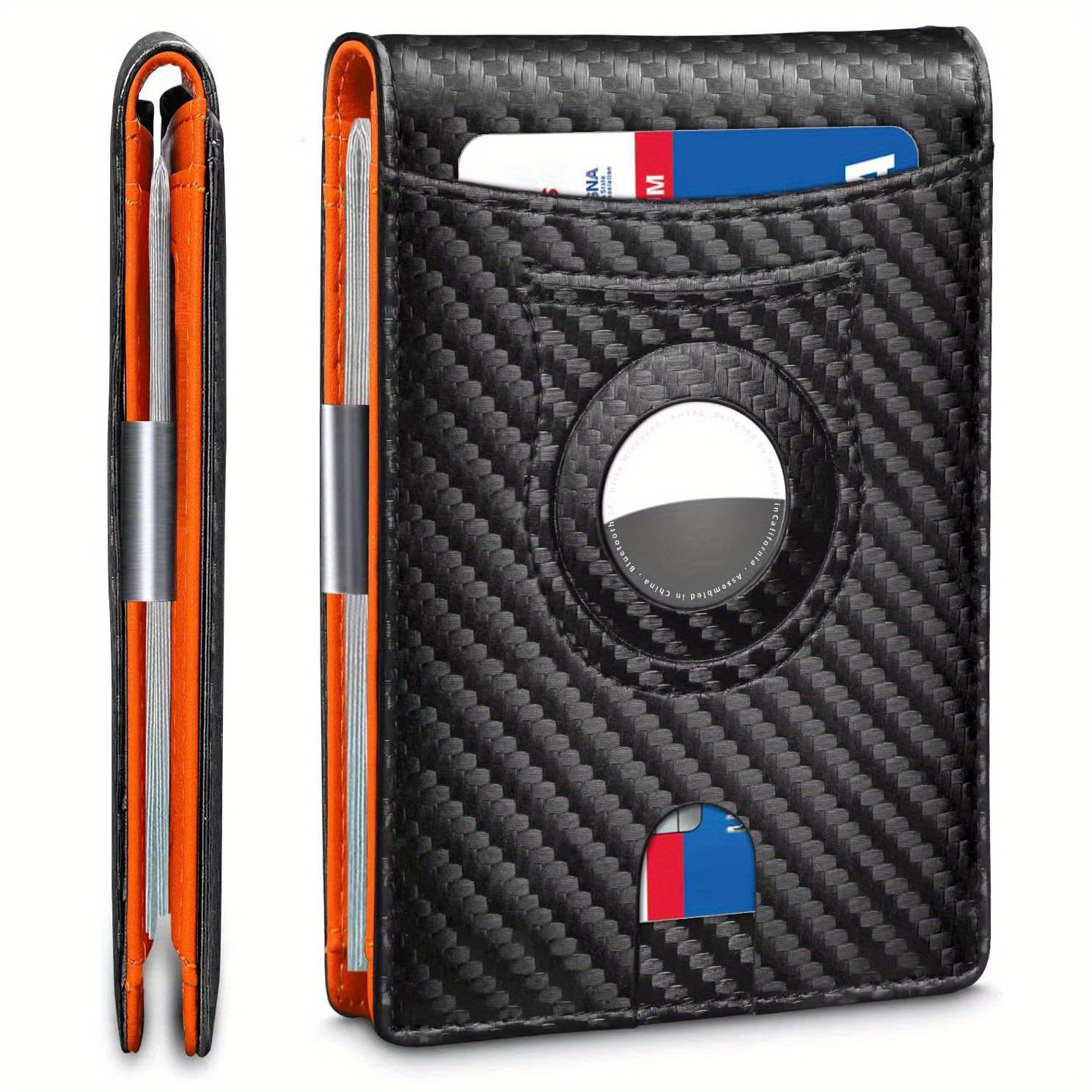 Men's Short Wallet RFID Blocking Airbag Tracker Money Clip