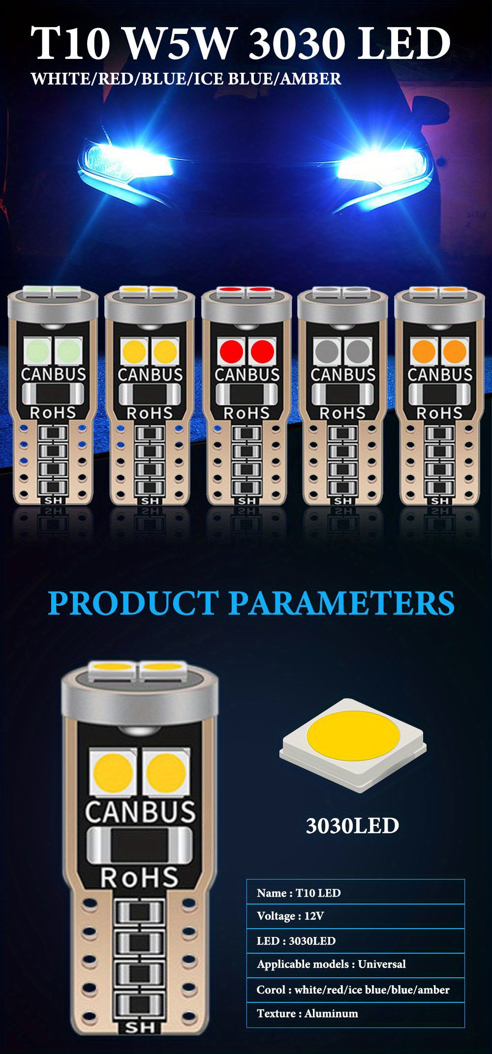 T10 W Canbus Car Interior Light 194 501 Led 4014 Smd - Temu