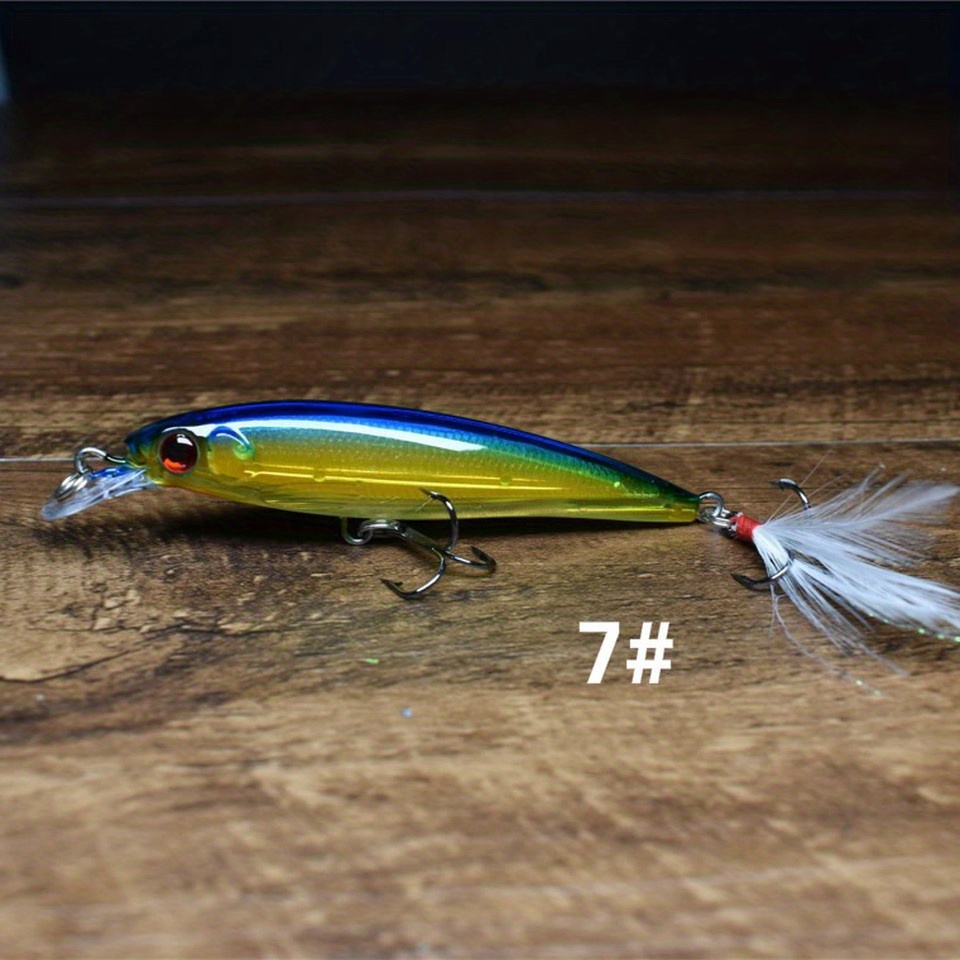 Laser 3d Eyes Bionic Minnow Fishing Lure Hard Bait Feather - Temu United  Kingdom