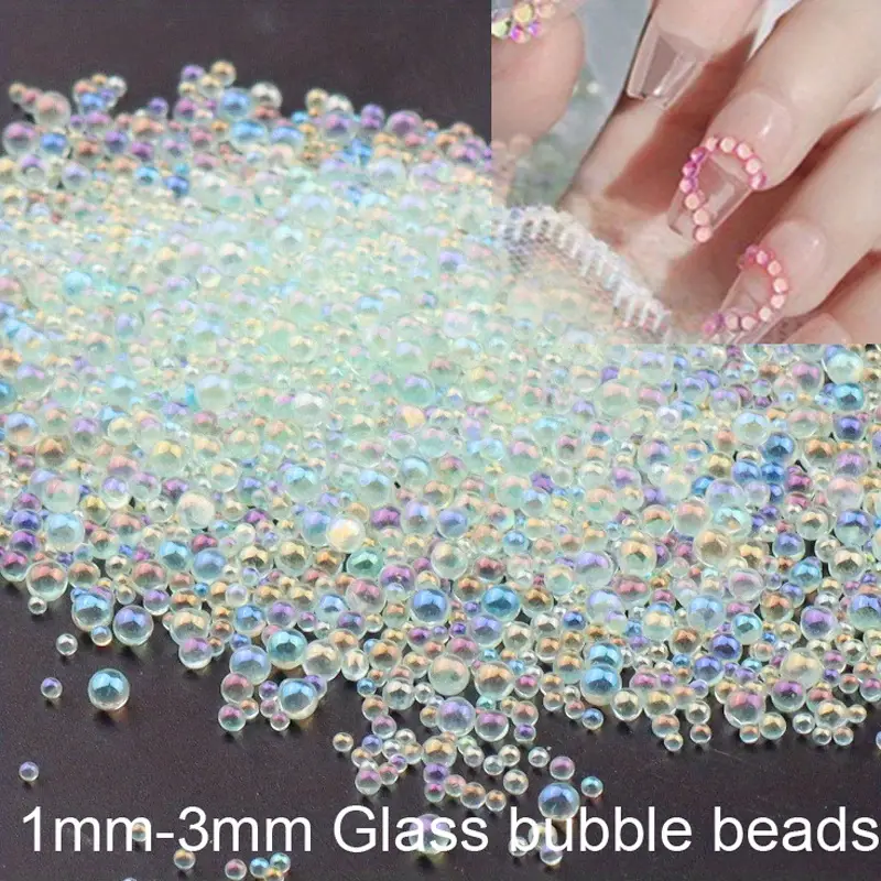 Colorful Mini Bubble Nail Beads Assorted Sizes Round - Temu