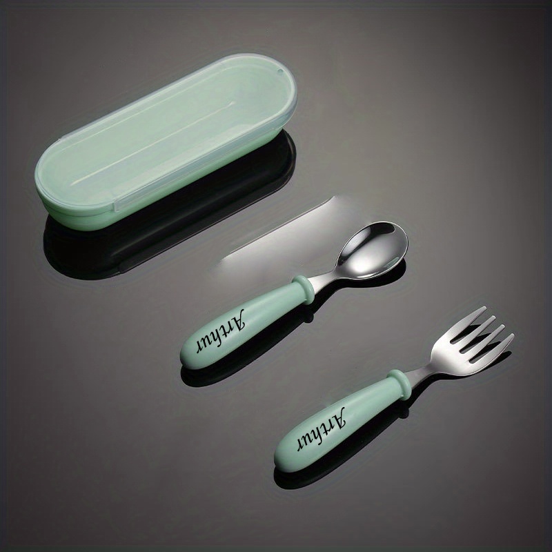 childrens tableware with name spoon fork storage box set for kids easter gift details 1