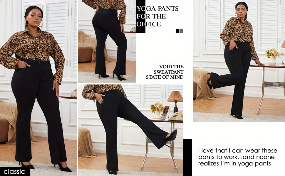 Plus Size Basic Suit Pants Women's Plus Solid Button Fly - Temu Canada