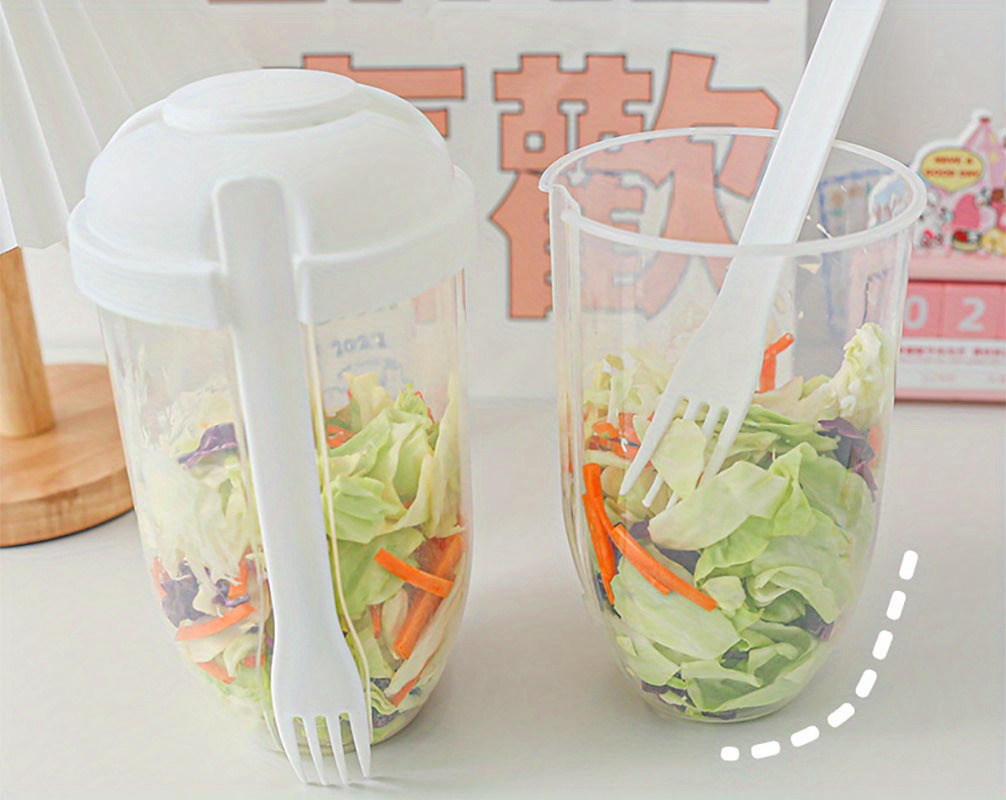 2022 Fresh Salad Container Keep Fit Salad Meal Shaker Cup with Fork and  Salad Dressing Holder, Salad Cup for Picnic, Portable Vegetable Breakfast  to