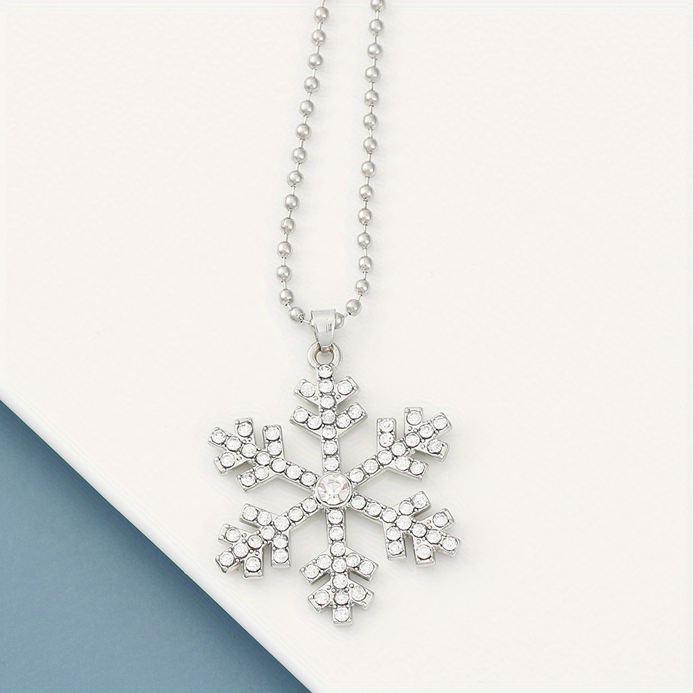 Fashion Frozen Snowflake Pendant Necklace Full Of Artificial Temu